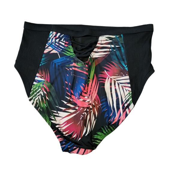 Swimsuits for All size 14 Multicolor Leaf Print High Rise Swim Bottom NEW - Picture 2 of 7
